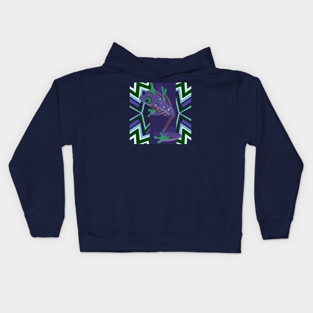 Purple Tree Frog Design Kids Hoodie by Suneldesigns